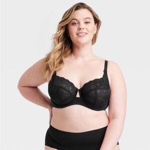 Women's Lace Unlined Bra - Auden™
Black 40DDD